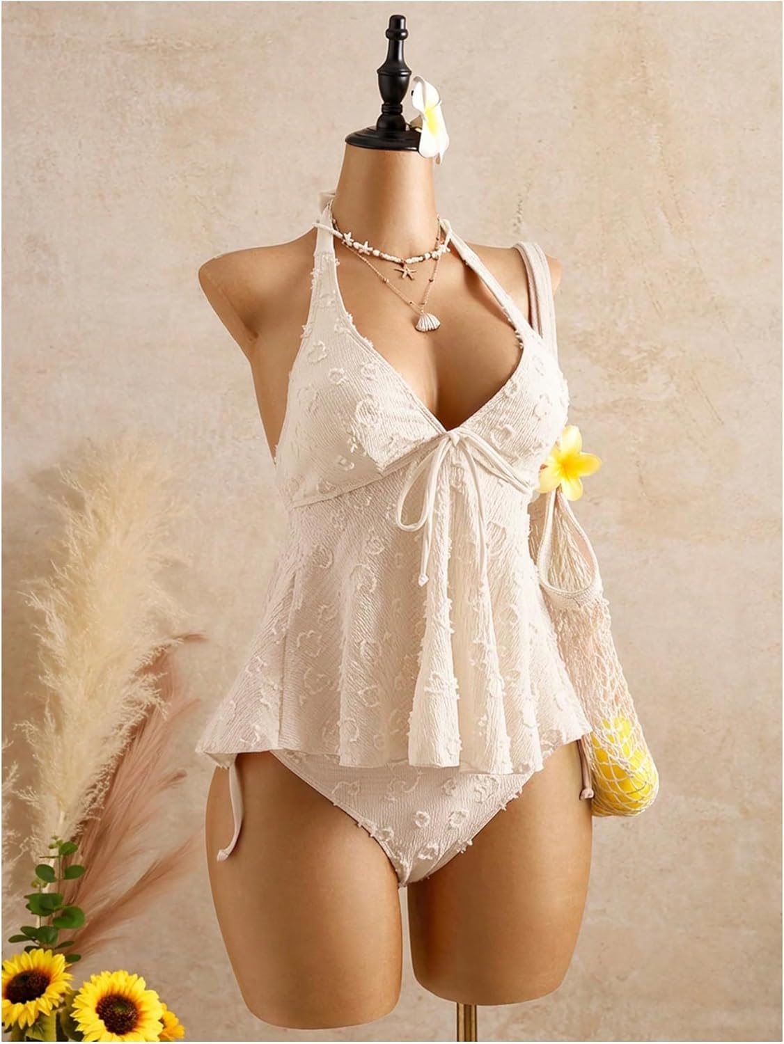 Sunrise Textured Halter Tankini Set